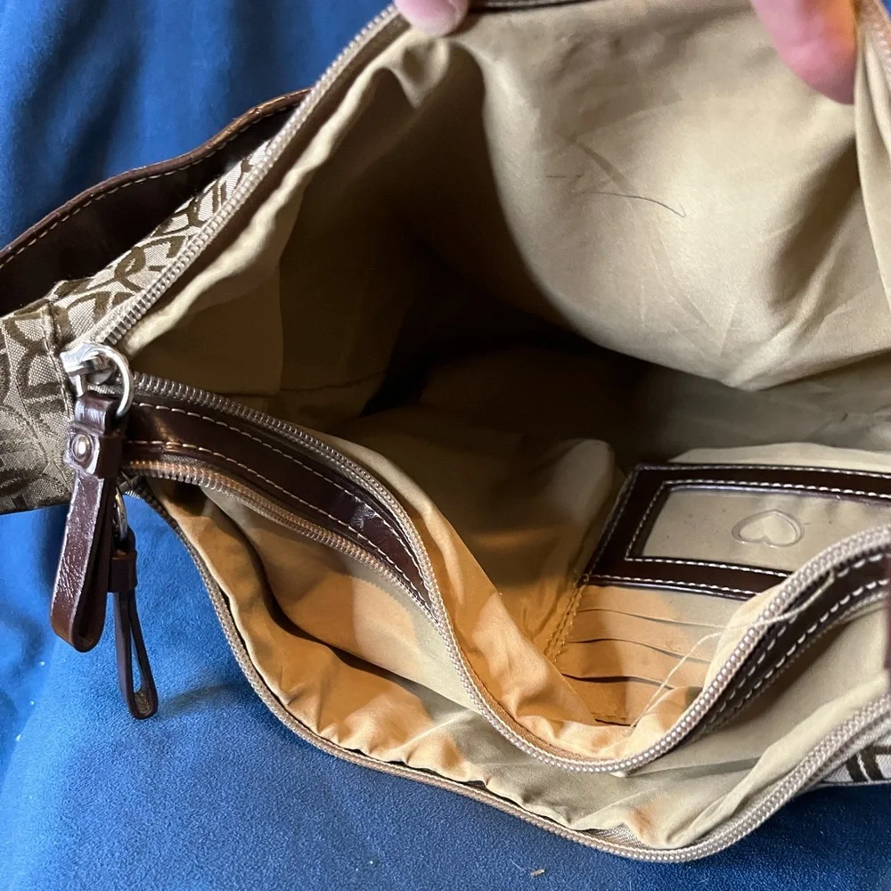 Giani Bernini Camel/Beige Logo monogram Satchel shoulder bag Handbag purse